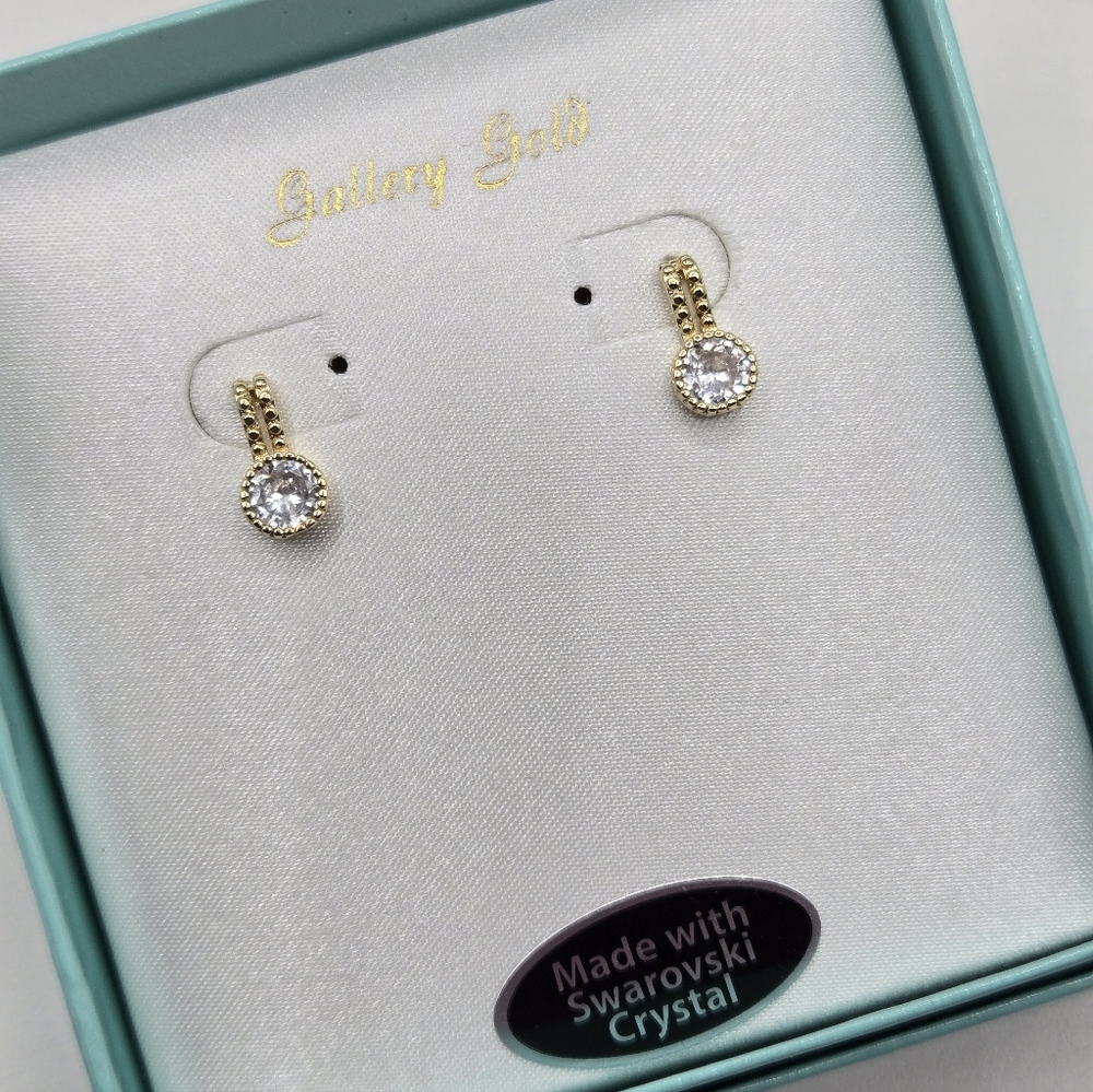 Swarovski Elements Crystal Earrings Gold - Picture 5 of 7